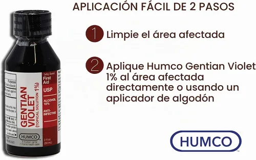 Vista 4 de Solución tópica genciana violeta, 1% líquido, 2 onzas Fluidas, marca Humco