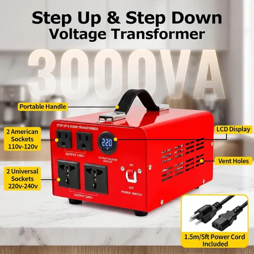Vista 2 de Convertidor de voltaje 3000W transformador reductor 220v a 110v 120v hasta