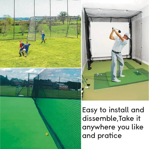 Vista 4 de Red de práctica de golf, red de golf de nailon resistente, red de golf para interiores y exteriores con kit de alambre para colgar, redes de golf