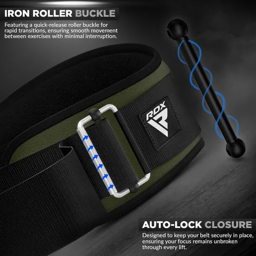 Vista 2 de Cinturón de Levantamiento de Pesas RDX AUTO LOCK, 16.5 cm de Soporte Posterior Acolchado, Para Hombres y Mujeres, Gimnasio, Fitness, Entrenamiento