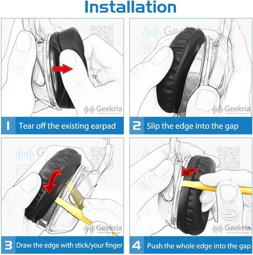 Vista 5 de Geekria Comfort Almohadillas de repuesto para auriculares Logitech G35, G430, G432, G332, G930, F450, piezas de reparación con guía de video