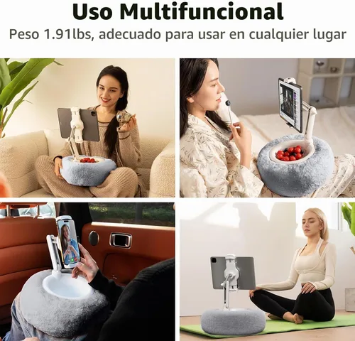 Vista 2 de SupeDesk Soporte de almohada para tablet con cuenco de aperitivos para cama