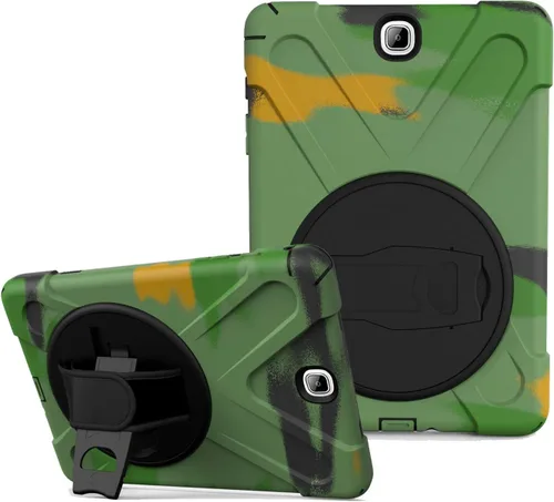Vista 8 de IVY Funda con función atril de 360 grados compatible con Samsung Galaxy Tab A 9.7 2015 (SM-T550) con correa para la muñeca y correa para el hombro
