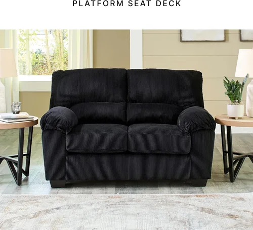 Vista 9 de Signature Design by Ashley Sofá biplaza sin montaje, 63 pulgadas, sofá ónix Onyx polyester chenille velvet, Fits 32 in doors, Anti-sag platform