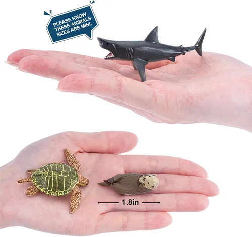 Vista 9 de 36 piezas de juguetes de animales marinos con tiburón, ballena, pulpo y otras figuras de animales del océano, juguetes para niños, adornos