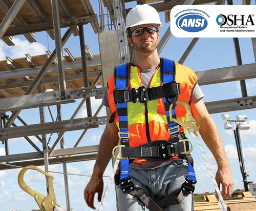 Vista 7 de TRSMIMA Arnés de seguridad para protección contra caídas, kit de arnés de techo para hombre, arnés de construcción de cuerpo completo con cordón
