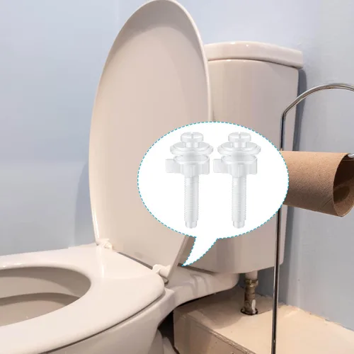 Vista 5 de Jetec Kit de 8 piezas de repuesto para tornillos de asiento de inodoro, tornillos de plástico con tuercas y arandelas de plástico, kit de piezas