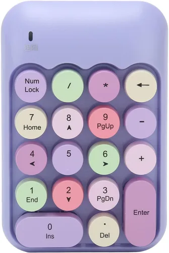 Vista 10 de POCREATION Teclado numérico inalámbrico de 18 teclas de color retro con teclas de acceso directo para calculadora de computadora, receptor USB