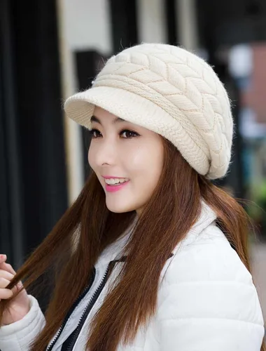 Vista 8 de Hindawi gorro de lana caliente de invierno para mujer gorra esquí de lana con visera