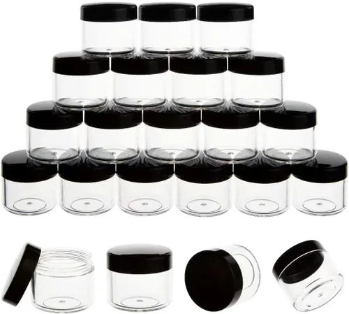 Vista 9 de Tarros cosméticos de plástico de 0.71 oz con tapas, 20 recipientes pequeños para cosméticos, recipientes de muestra de tamaño de viaje, tarros