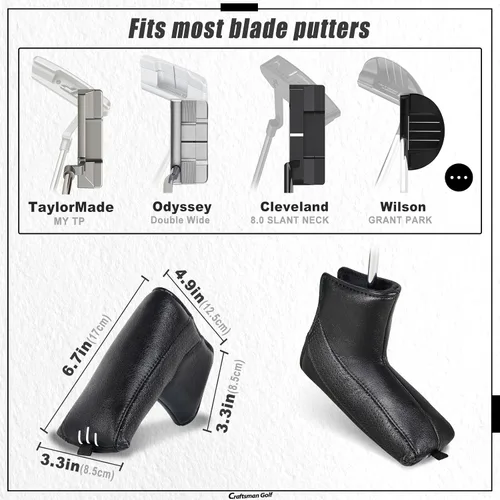 Vista 3 de Cubierta clásica duradera para cabeza de palo de golf Craftsman Golf para Driver, Maderas, Híbridos y Cubierta para putter de mazo de hoja