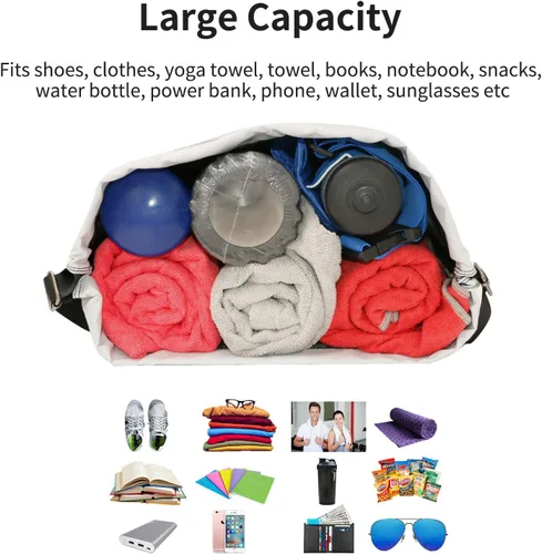 Vista 6 de Bolsa impermeable con cordón para ir al gimnasio o la playa, o practicar deportes, unisex