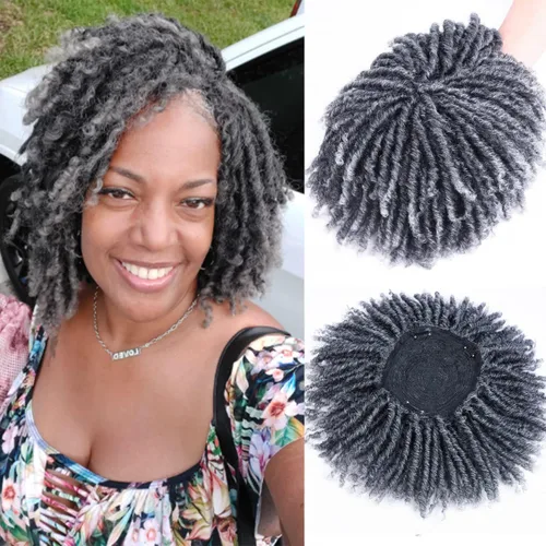 Vista 9 de Pelucas de rastas cortas de 6 pulgadas para mujeres y hombres negros con clips, pelucas sintéticas trenzadas de imitación afro trenzadas, rastas