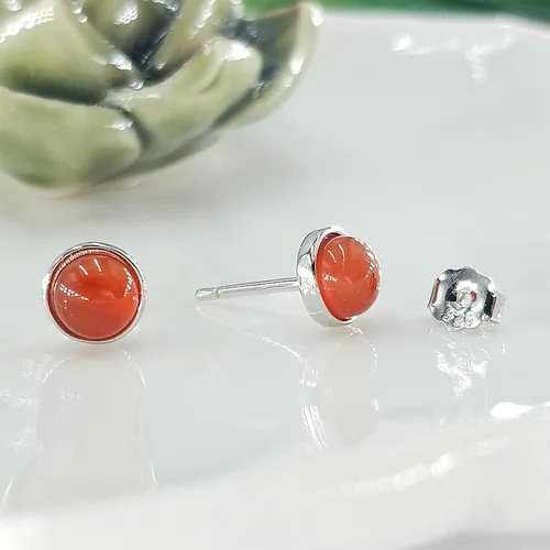 Vista 48 de Pendientes naturales de 0.236 in con chapado en oro blanco sobre plata de ley, bisel cabujón de piedras preciosas regalo de joyería para ella