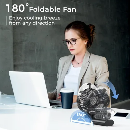 Vista 6 de COMLIFE Ventilador de nebulización portátil de mano, funciona con batería recargable de 3000 mAh, plegable de 180°, mini ventilador personal