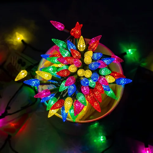 Vista 3 de Dazzle Bright C6 - Luces de Navidad a pilas, paquete de 2 unidades en total de 100 LED de 34 pies, luces multicolor con 8 modos, decoraciones