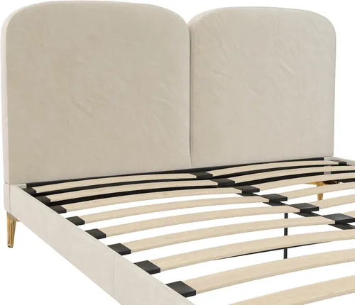 Vista 4 de CosmoLiving by Cosmopolitan Cama tapizada Coco, Queen, terciopelo marfil