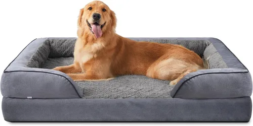 Vista 23 de INVENHO Sofá ortopédico de espuma para perros medianos con funda extraíble lavable, forro impermeable y parte inferior antideslizante