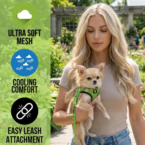 Vista 2 de EcoBark - Arnés para perro, arneses de taza de té ecológicos para perros XXS, XS y pequeños - Arnés reflectante y ajustable para cuerpo mini
