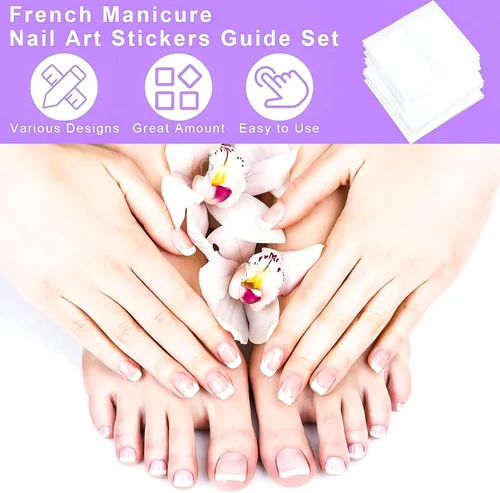 Vista 3 de 2880 piezas de puntas francesas, plantillas de uñas, diseño de uñas en forma de luna, calcomanías autoadhesivas para uñas francesas, tiras