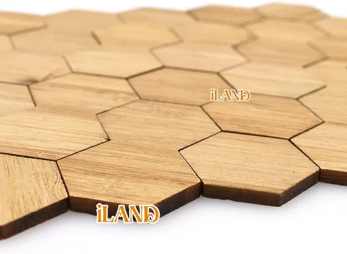 Vista 8 de iLAND Pisos barnizados para casas de muñecas a escala 1:12, tablas de piso de bambú para casas de muñecas (96 piezas hexagonales)