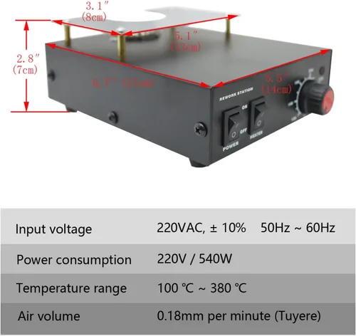 Vista 2 de INTBUYING Estación de precalentamiento de la máquina del precalentador 853B 220V AC 540W BGA Estación de retrabajo Mesa de desoldadura Tabla