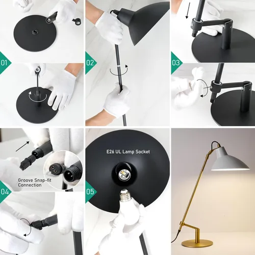 Vista 6 de Desk Lamp Modern Industrial 100% Metal Adjustable Table Lamp 24", Natural Light (4000K) with Dimmer, Ideal for Office Bedroom Study Room Living Room
