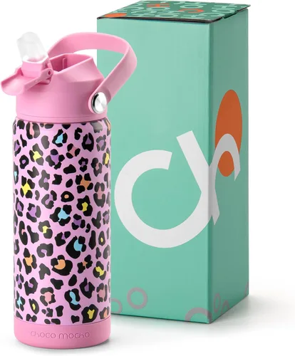 Vista 10 de Botella de Agua Choco Mocha para Niños para la Escuela, Botella de Agua Aislada para Niños de Acero Inoxidable para Niños, 14 Oz Camión Monstruo