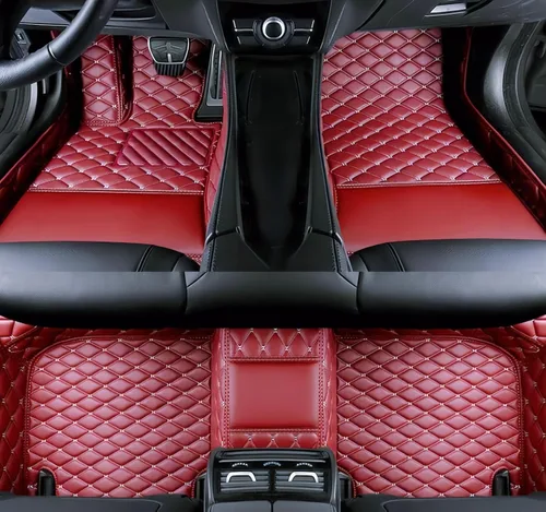 Vista 18 de Tapetes de cuero personalizados impermeables para automóvil, sedán, SUV, automóvil deportivo, negro, beige, para hombre y mujer (todo beige, 3D)