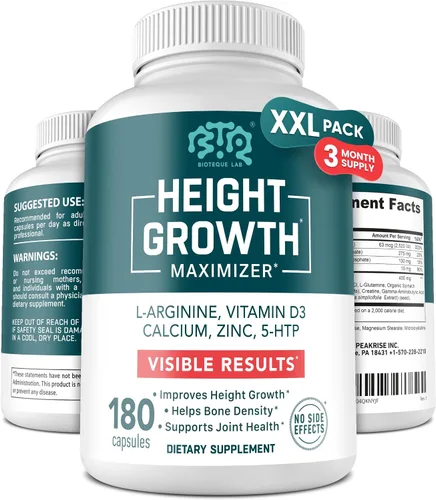 Vista 7 de BIOTEQUELAB Maximizador de crecimiento de altura, píldoras de mezcla de calcio, vitamina D3 y zinc, suplemento de crecimiento óseo para niños