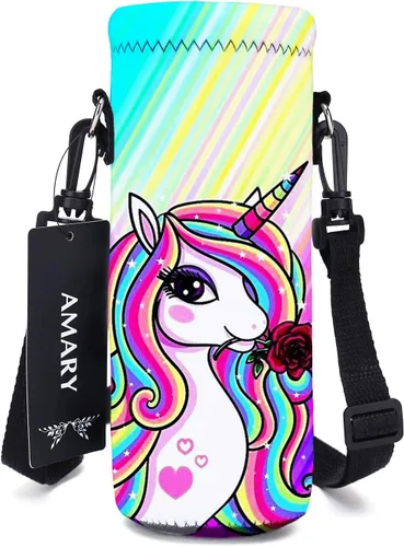 Vista 24 de AMARY Bolsa de neopreno para botella de agua de 25.4 fl oz con correa ajustable para el hombro, cubierta aislada para botellas de acero