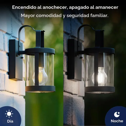 Vista 2 de FLSNT Foco LED del amanecer al anochecer con sensor para exteriores A19, 5000K Luz diurna, 7W (equivalente a 60W), 800LM, base E26 de filamento 60w