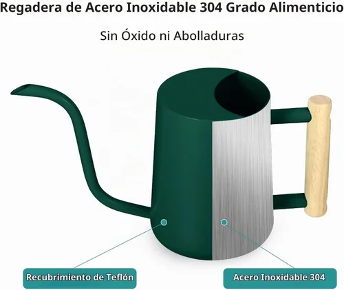 Vista 5 de Regadera para plantas de interior, 35 onzas, pequeña regadera de metal de acero inoxidable para interiores, moderna maceta decorativa con boquilla