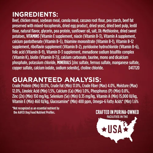 Vista 5 de Alimento para perro seca de Purina ONE Smartblend True Instinct sin cereales, fórmula llena de nutrientes, carne de res y camote