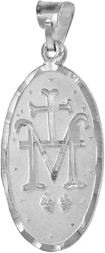 Vista 2 de Collar milagroso de plata de ley de 1 18 pulgadas para hombres y mujeres, cadena de 45 a 29.9in