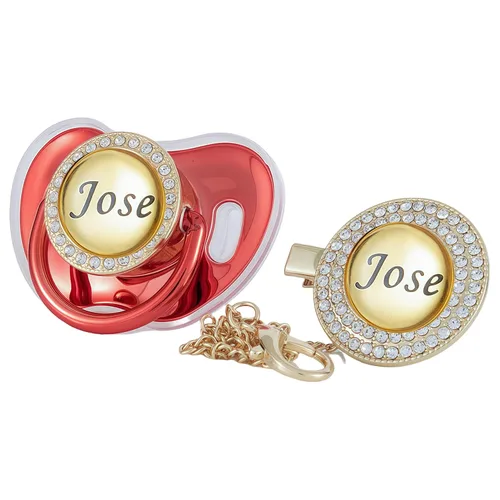 Vista 29 de Juego de Chupete y Clip con Nombre Personalizado Brillante – Chupete Personalizado para Baby Shower, Recuerdo de Recién Nacido para Fotos (Negro)
