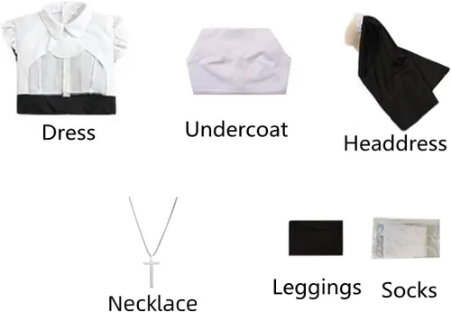 Vista 4 de Disfraz de monja gótica para mujer, uniforme de monja, conjunto completo de Halloween