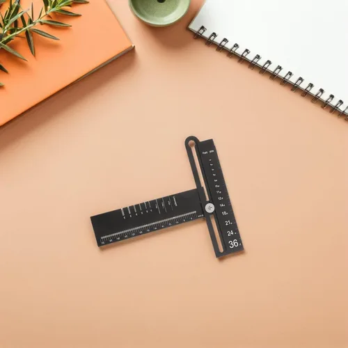 Vista 6 de Metal Drafting Ruler Multifunctional Geometry Tool for Architecture Work
