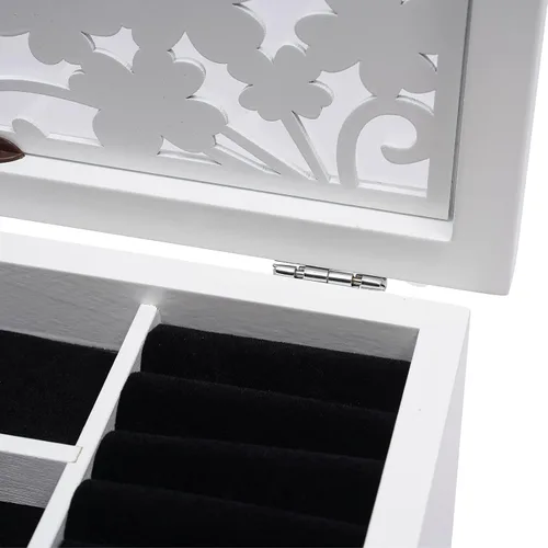 Vista 3 de Rosyouth Joyero, organizador de joyas de piel sintética de 6 niveles, joyero con tapa de vidrio con 5 cajones para collares, pulseras, relojes