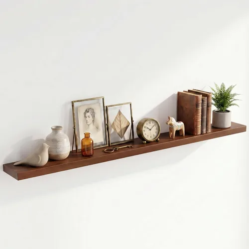 Vista 19 de Estantes flotantes de 20 pulgadas para pared, estante flotante de madera maciza de alta gama con soporte invisible resistente, estantes de pared