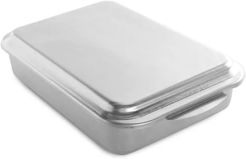 Vista 5 de Nordic Ware, molde para bizcocho clásico, de metal, 9 x 13, con tapa, Plateado