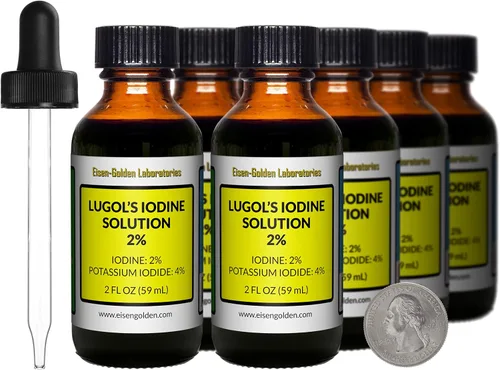 Vista 12 de Lugol's Yodo, solución al 2%, 2 onzas en una botella de vidrio ámbar, gotero gratis, EE. UU
