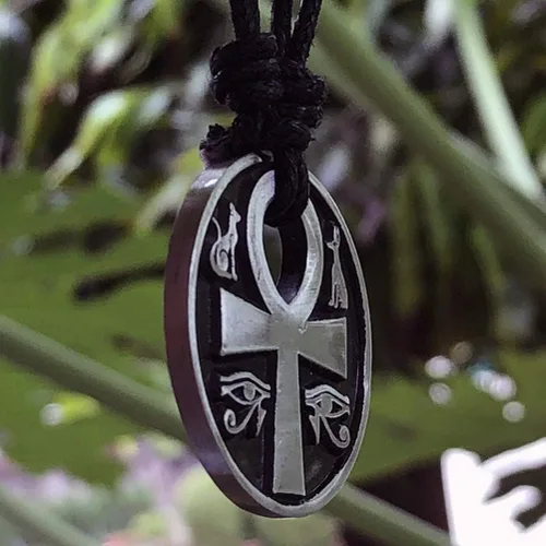 Vista 7 de Joyería pagana Ankh Cruz de la vida Anubis Bastet Bast Eye of Ra Horus Amuleto de protección egipcia para hombres y mujeres, collar con dije