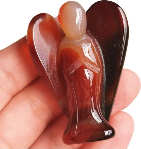 Vista 9 de Estatua de ángel guardián de oración de cristal curativo africano natural, 2 pulgadas, tallado en bolsillo, figuras de piedra de palma