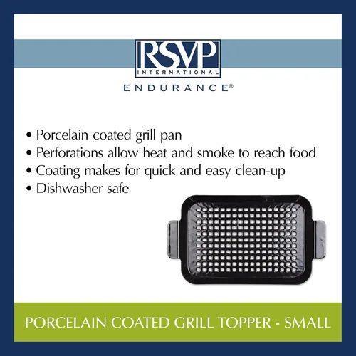 Vista 7 de RSVP International Bandeja de barbacoa de acero recubierto de porcelana, accesorios para cocinar pescado y verduras, apto para lavavajillas