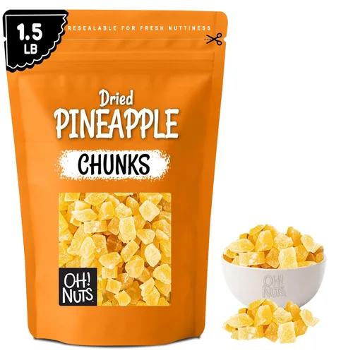 Vista 10 de Oh! Nuts Trozos de piña seca - Piña seca - Fruta seca de piña - 1 libra - Fruta deshidratada con menos azúcar añadido