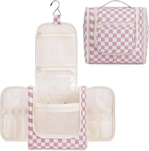 Vista 42 de Narwey - Neceser de viaje colgante, organizador de maquillaje y productos cosméticos para mujeres y hombres, Aa-morado., L
