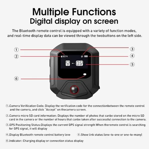 Vista 7 de YDW Control remoto GPS Bluetooth para DJI Osmo Action 6/Action 5 Pro/Action 4, una máquina con múltiples controles, accesorios de acción inteligente