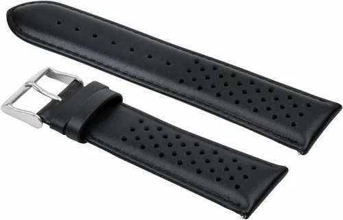 Vista 5 de Ewatchparts Correa de reloj de piel perforada de 18-19-20-21-22-0.906-0.945 in compatible con Rolex Quick Release Negro y dorado