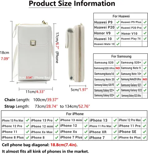 Vista 5 de PORT&LOTUS Crossbody Chain Bags for Women Cell Phone Purse Wallet PU Leather Small Women's Handbags